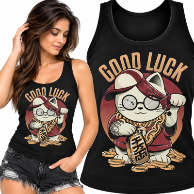 TANK TOP ŚMIESZNY DAMSKI GOODLUCK